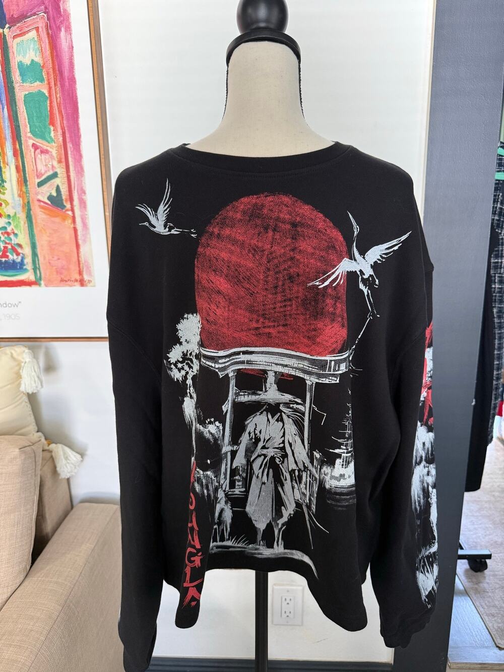 YoungLA 8022 Samurai Shadow Crewneck Sweatshirt Black Large NWOT Sold Out
